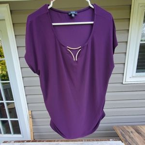 AUW Purple Top with gold tone decoration Women's Large